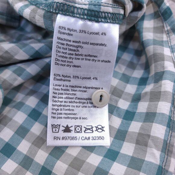 Outdoor Research Shirt Mens Small Wanderer Green Check Performance Hiking Top - Picture 6 of 7